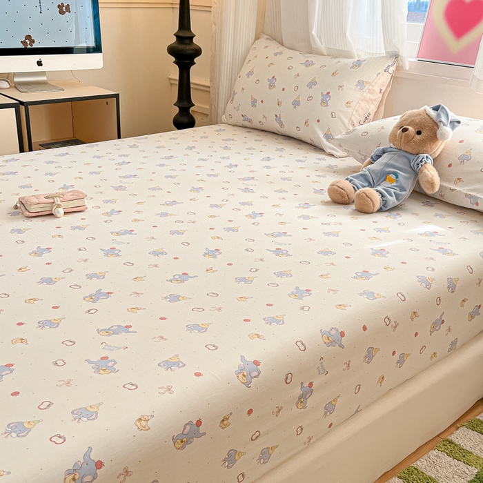 91家纺网 家纺一手货源 找家纺 博雅 2025新款全棉A类双层纱床笠 小象鸭