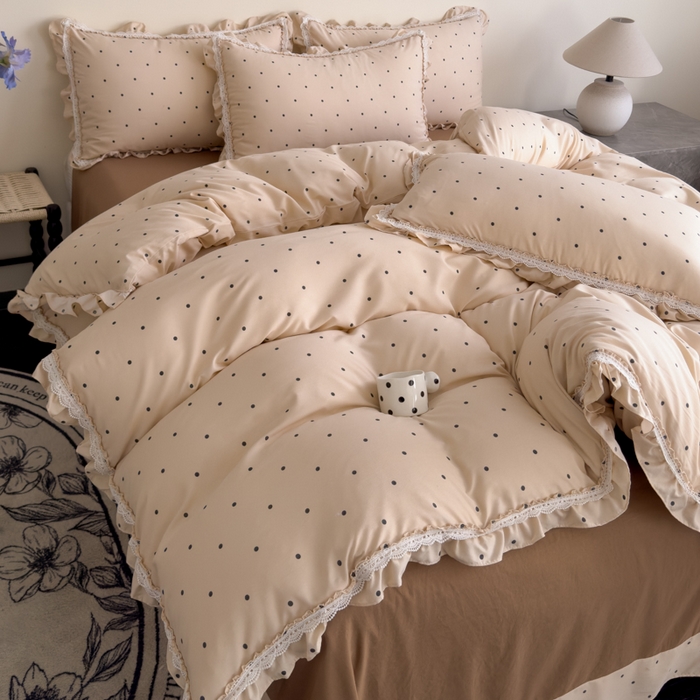 91家纺网 家纺一手货源 找家纺 可思家纺2025新款可思-韩版双层纱四件套 若拉