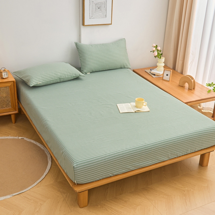 91家纺网 家纺一手货源 找家纺 首爱2025新款原棉老粗布床笠支持特殊规格定制 常年不断货 大批量供应  条紋绿