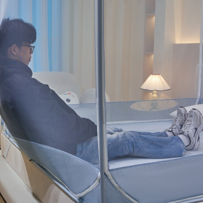 91家纺网 家纺一手货源 找家纺 卓尔居 2025绗绣编织防摔蚊帐-夏至 夏至-浅蓝