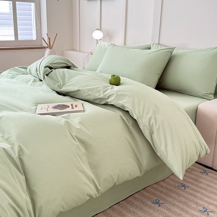 91家纺网 家纺一手货源 找家纺 卢赛尔 2025新款全13372纯色单被套 豆绿色