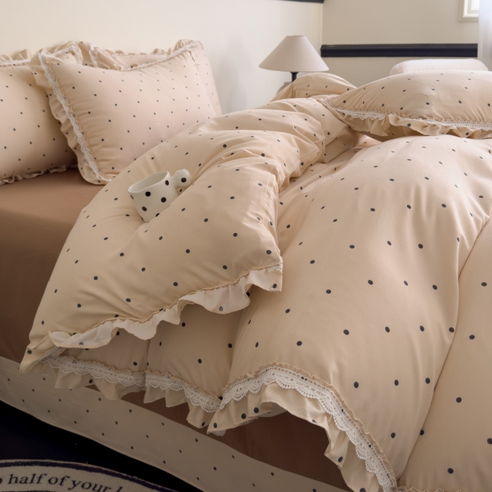 91家纺网 家纺一手货源 找家纺 可思家纺2025新款可思-韩版双层纱四件套 若拉