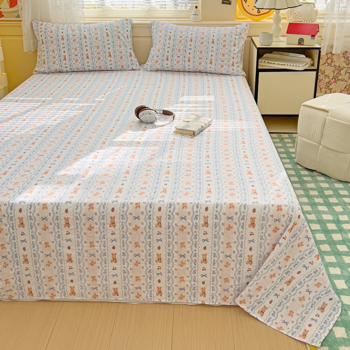 91家纺网 家纺一手货源 找家纺 纽缦家纺 2025新款云感提花双层纱床单 他和她的兔