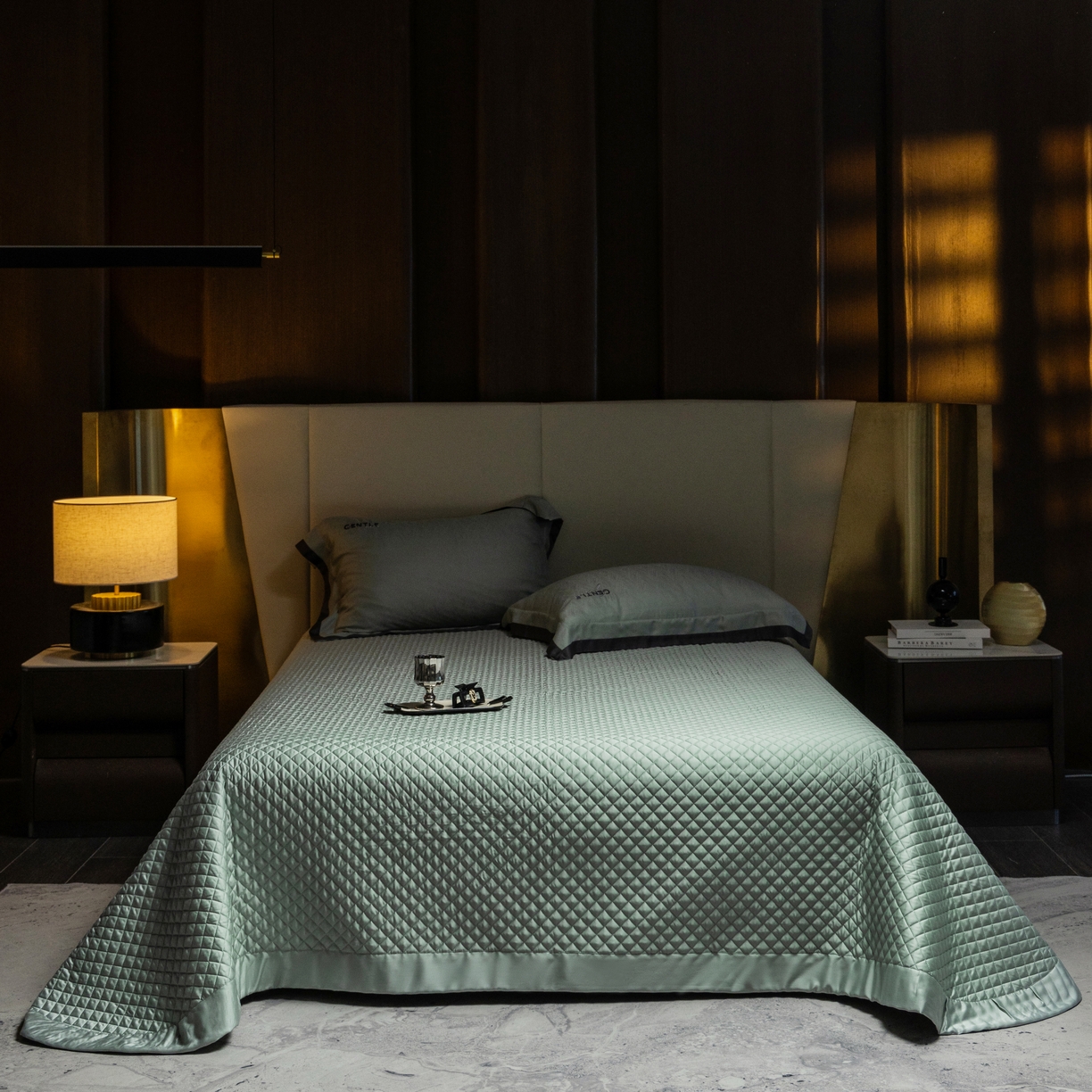 91家纺网 家纺一手货源 找家纺 时亿家居  2025新款80天丝提花床盖款夏被四件套 -晓雅系列 晓雅绿