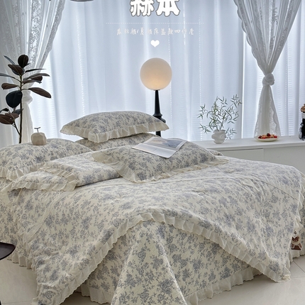 91家纺网 家纺一手货源 找家纺 （总）佰织鑫2025跑量款法式棉花床盖款春秋被四件套夏被四件套填充29%大豆纤维加71%抗菌纤维