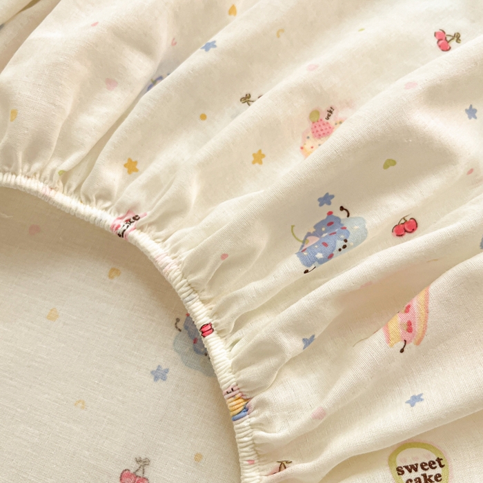 91家纺网 家纺一手货源 找家纺 博雅 2025新款全棉A类双层纱床笠 奶油蛋糕