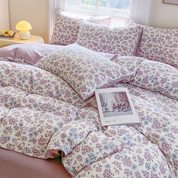 91家纺网 家纺一手货源 找家纺 富缦庭2025新款A类针织双层纱四件套淡烟弄晓