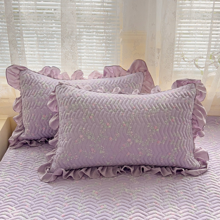 91家纺网 家纺一手货源 找家纺 2025云感提花双层纱加厚夹棉绗缝床盖 恋如青柠香