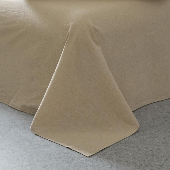 91家纺网 家纺一手货源 找家纺 AB家纺 2025新款三层款皱皱纱条纹四件套 小半-奶茶棕