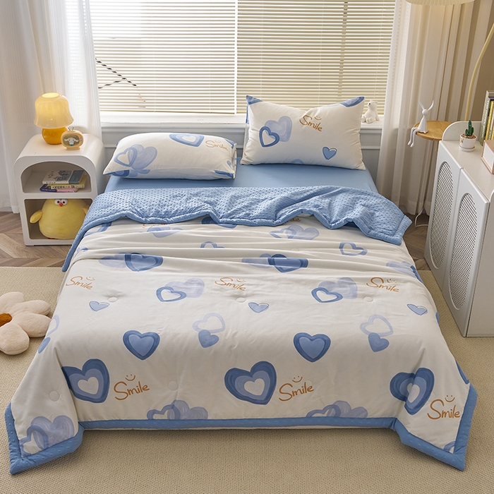 91家纺网 家纺一手货源 找家纺 暖阳 2025年新款纯棉豆豆夏被夏凉被被子被芯 豆豆-浪漫心语