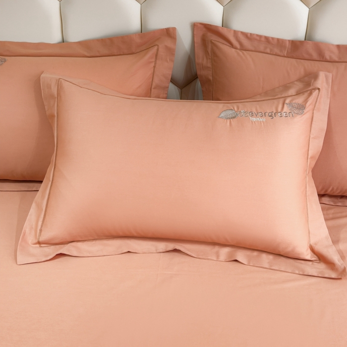 91家纺网 家纺一手货源 找家纺 U品汇  2025新款纯棉全棉长绒棉刺绣绣花高端礼盒四件套-叶夕 花晨叶夕-西柚色