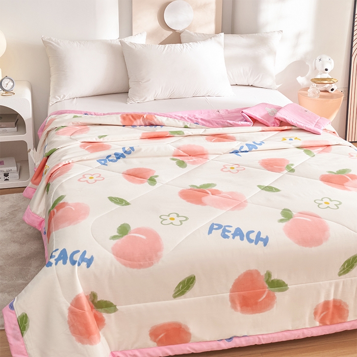 91家纺网 家纺一手货源 找家纺 羽梦家纺2025新款新疆棉花全棉夏凉被 水蜜桃