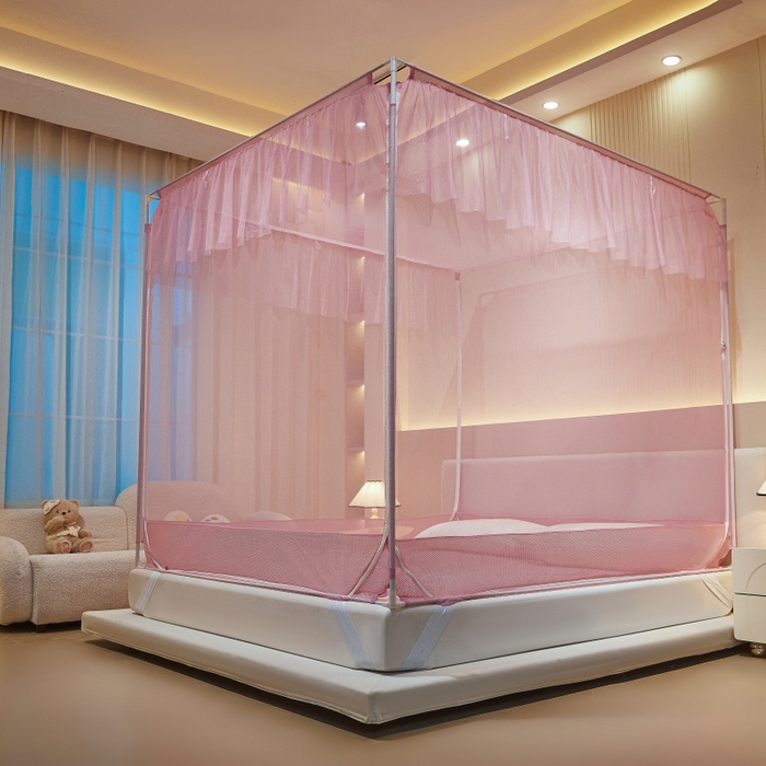 91家纺网 家纺一手货源 找家纺 卓尔居 2025绗绣编织防摔蚊帐-夏至 夏至-粉