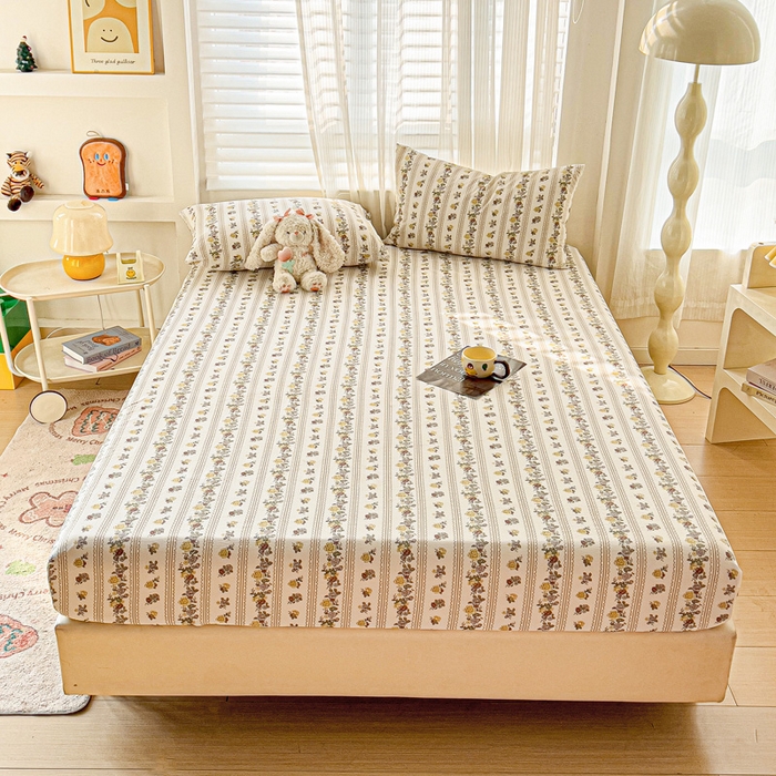 91家纺网 家纺一手货源 找家纺 纽缦家纺 2025新款云感提花双层纱床笠 玫瑰哒