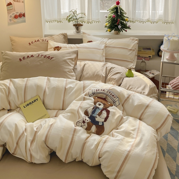 91家纺网 家纺一手货源 找家纺 桃心家居 2025新款A类亲肤舒适软糯云柔水洗棉印加绣卡通毛巾绣水洗棉系列 云柔水洗棉-印加绣英伦小熊