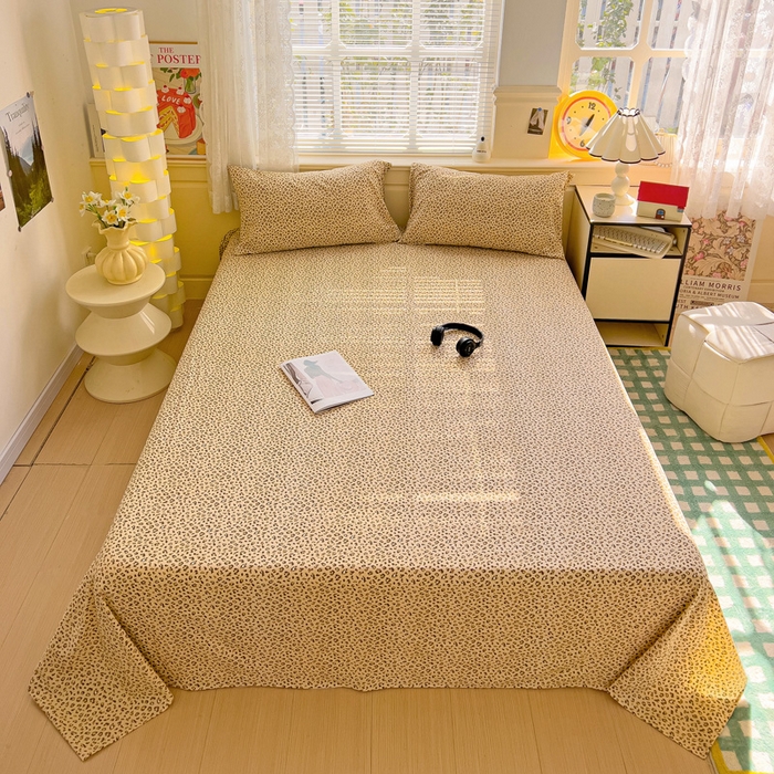 91家纺网 家纺一手货源 找家纺 纽缦家纺 2025新款云感提花双层纱床单 小豹纹