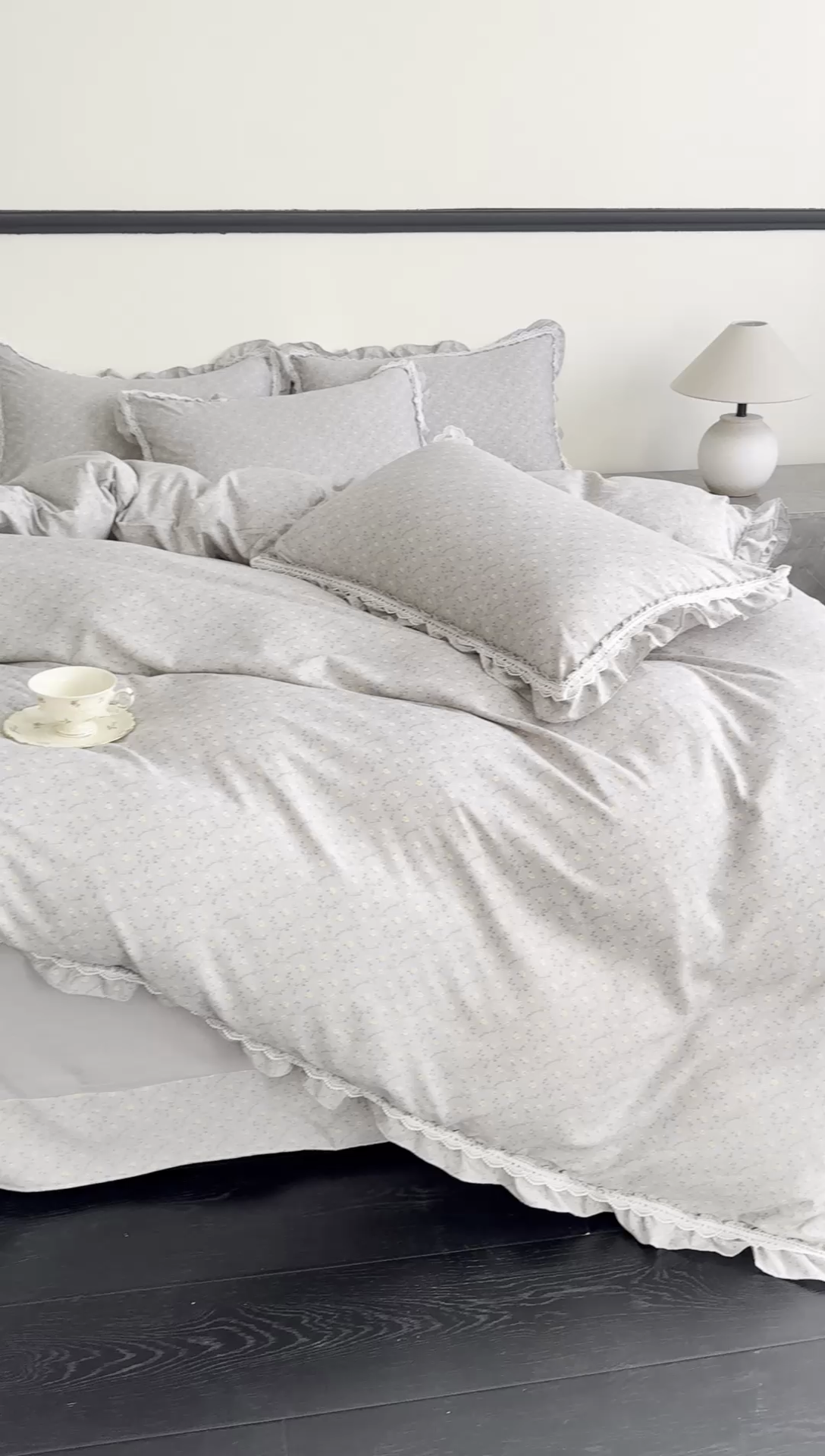 91家纺网 家纺一手货源 找家纺 可思家纺2025新款可思-韩版双层纱四件套 清茶