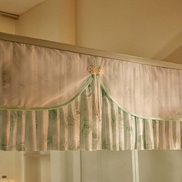 91家纺网 家纺一手货源 找家纺 青竹苑2025新款花边款床笠底防摔坐床蚊帐-雅致 雅致-瓦松绿