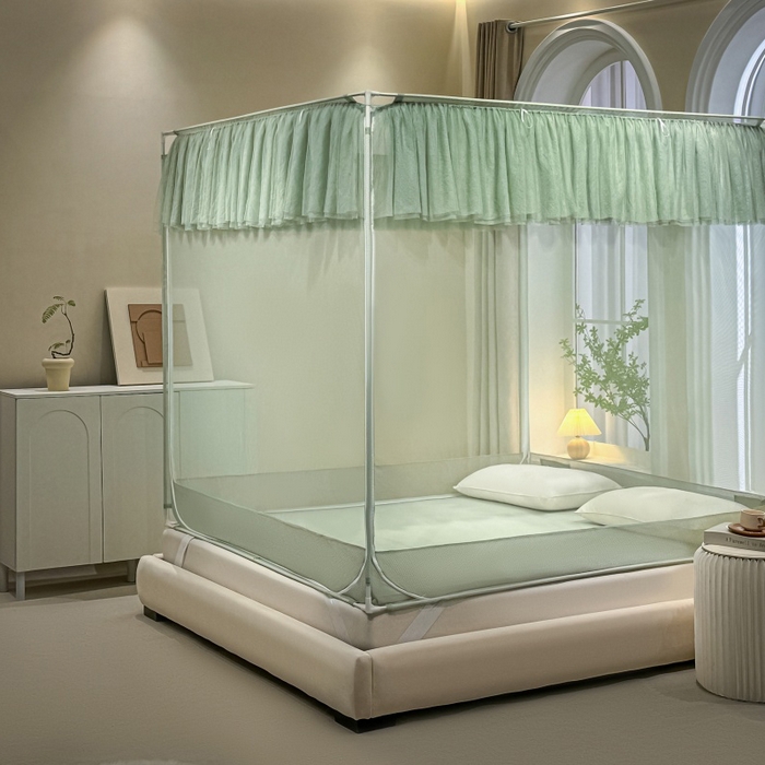 91家纺网 家纺一手货源 找家纺 卓尔居 2025绗绣编织防摔蚊帐-夏至 夏至-绿