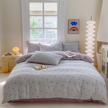 91家纺网 家纺一手货源 找家纺 富缦庭2025新款A类针织双层纱四件套格格情缘