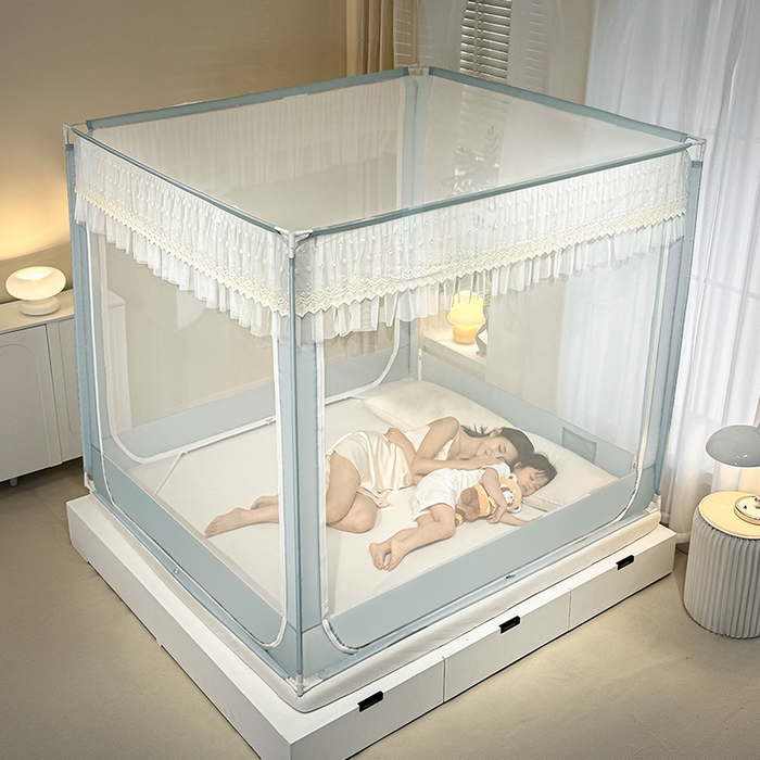 91家纺网 家纺一手货源 找家纺 （总）青竹苑2025新款花边款床笠底防摔坐床蚊帐-铃兰花开