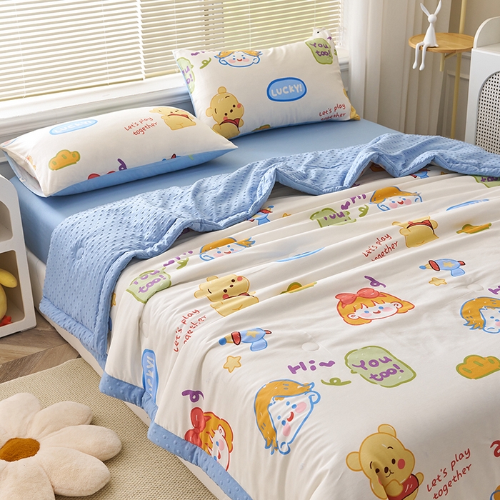 91家纺网 家纺一手货源 找家纺 暖阳 2025年新款纯棉豆豆夏被夏凉被被子被芯 豆豆-可爱甜心