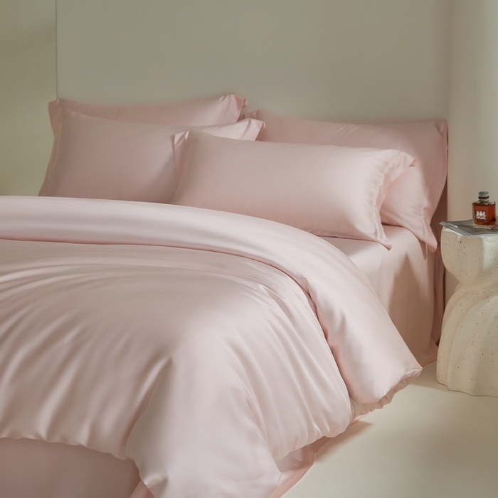 91家纺网 家纺一手货源 找家纺 618家纺 2025新款60SA类100支纯色系列进口兰精天丝四件套 俏佳人