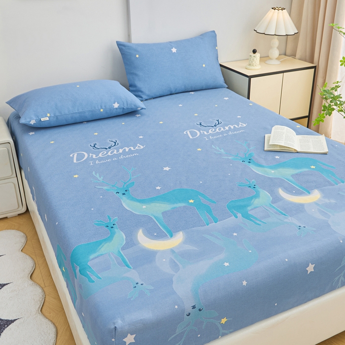 91家纺网 家纺一手货源 找家纺 首爱2025新款原棉老粗布床笠支持特殊规格定制 常年不断货 大批量供应  梦幻小鹿