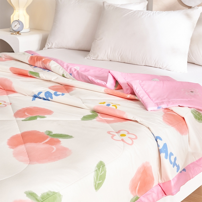 91家纺网 家纺一手货源 找家纺 羽梦家纺2025新款新疆棉花全棉夏凉被 水蜜桃