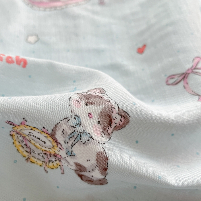 91家纺网 家纺一手货源 找家纺 博雅 2025新款全棉A类双层纱床笠 晚安猫