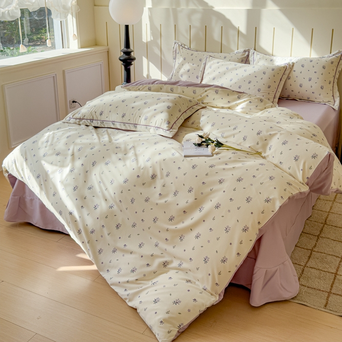 91家纺网 家纺一手货源 找家纺 可思家纺2025新款可思-简单款双层纱套件 紫韵