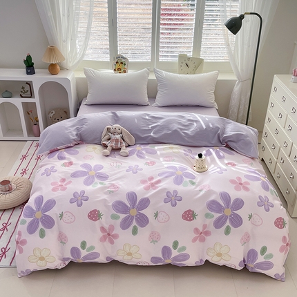 丫丫家纺   2025全棉13070单被套印花小清新卡通碎花纯棉单品被套枕套（有预缩售后无忧 免费提供买家秀） 泫雅紫