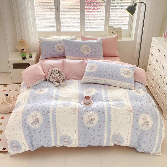 91家纺网 家纺一手货源 找家纺 丫丫家纺   2025全棉13070单被套印花小清新卡通碎花纯棉单品被套枕套（有预缩售后无忧 免费提供买家秀） 可爱丽丝