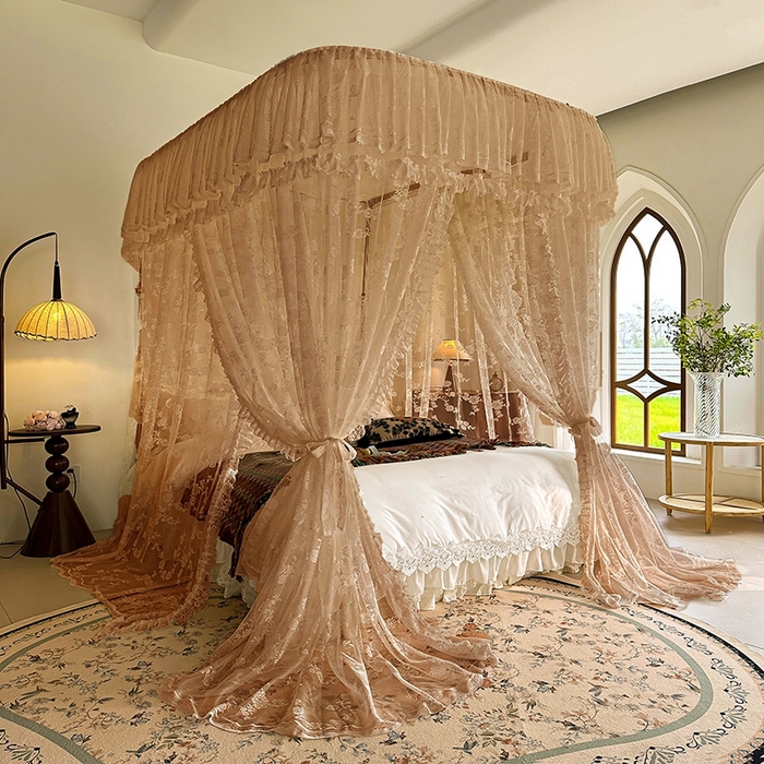 91家纺网 家纺一手货源 找家纺 都市缘蚊帐  2025新款303法式提花蕾丝蚊帐 303可可庄园-奶油玉