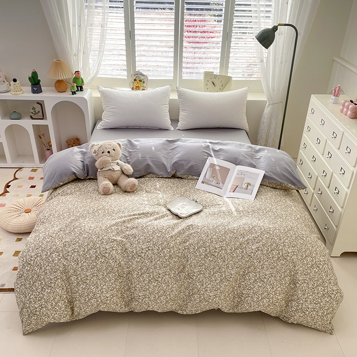 91家纺网 家纺一手货源 找家纺 丫丫家纺   2025全棉13070单被套印花小清新卡通碎花纯棉单品被套枕套（有预缩售后无忧 免费提供买家秀） 柳兰霞草