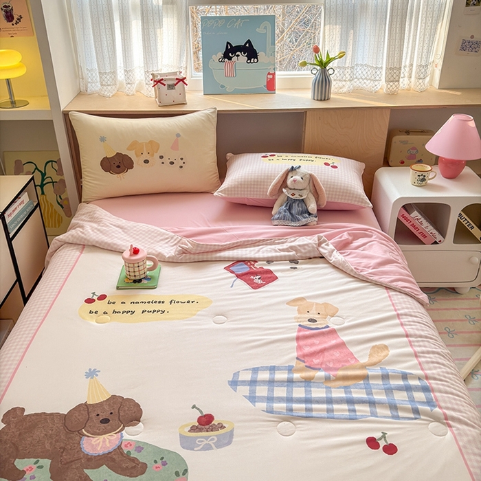 91家纺网 家纺一手货源 找家纺 （总）星期八 2025新款针织棉夏被四件套