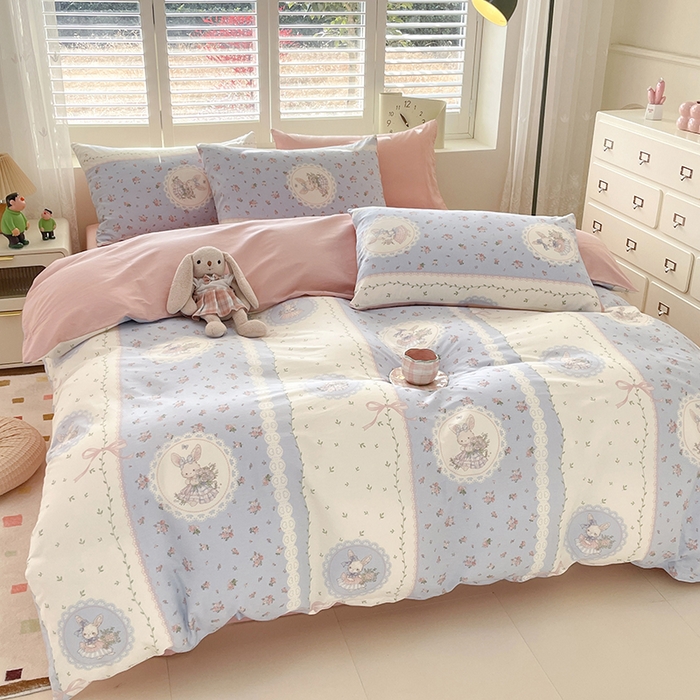 91家纺网 家纺一手货源 找家纺 丫丫家纺   2025全棉13070单被套印花小清新卡通碎花纯棉单品被套枕套（有预缩售后无忧 免费提供买家秀） 可爱丽丝