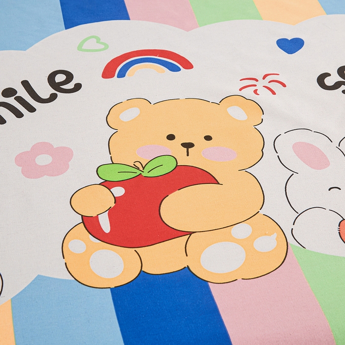 91家纺网 家纺一手货源 找家纺 棉乐町家居  2025新款原棉粗布床笠 七彩花园