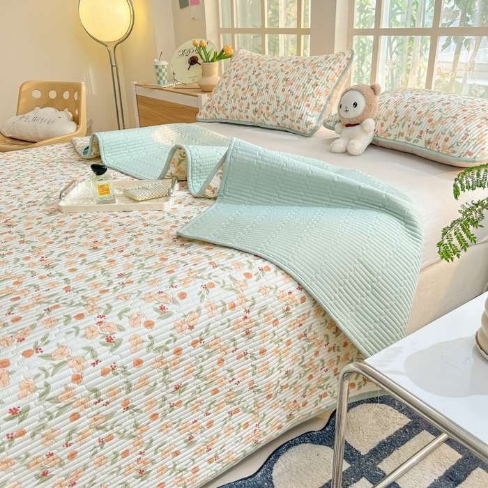 91家纺网 家纺一手货源 找家纺 恒尚居 2025新款全棉床盖床单小清新床垫床褥垫-跑量（四季款） 花千朵 2