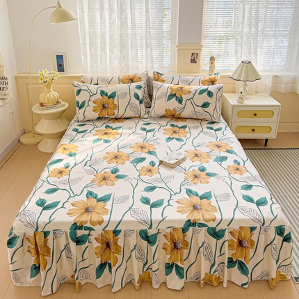 91家纺网 家纺一手货源 找家纺 （总）极梦家纺（支持定制）  2025新款春秋130克加厚植物羊绒磨毛印花单床裙三件套