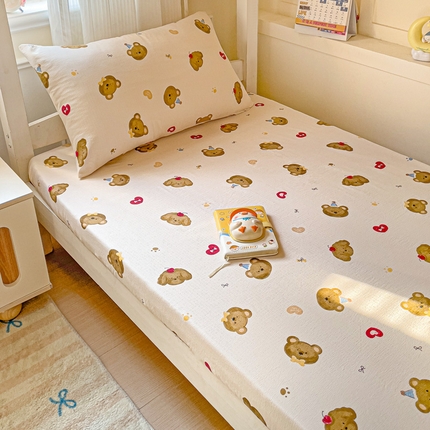 91家纺网 家纺一手货源 找家纺 纽缦家纺 2025新款纯棉斜纹床笠单品床笠 草莓兔粉