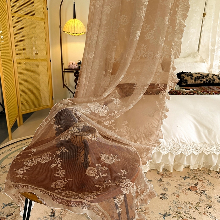 91家纺网 家纺一手货源 找家纺 都市缘蚊帐  2025新款303法式提花蕾丝蚊帐 303可可庄园-奶油玉