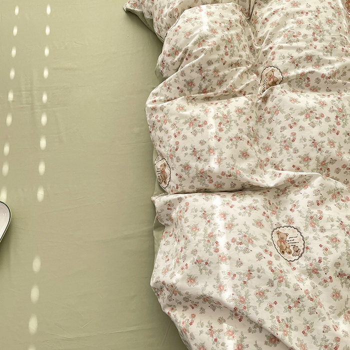 91家纺网 家纺一手货源 找家纺 丫丫家纺 2025全棉13070单床单床笠纯棉单品枕套床笠床单（有预缩尺寸 售后无忧 免费提供买家秀） 碎花小熊