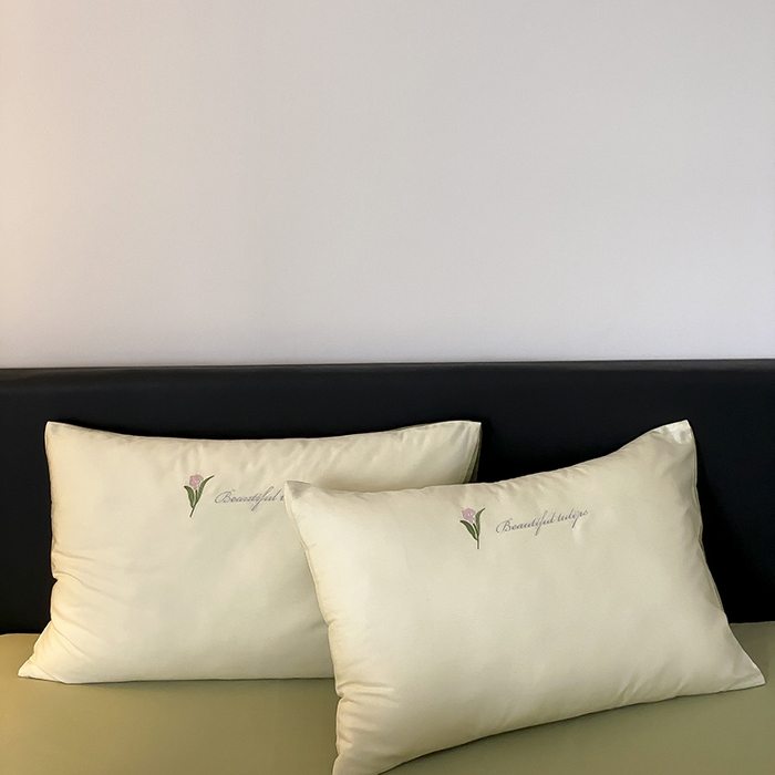 91家纺网 家纺一手货源 找家纺 Mr.pig猪先生水洗棉 2025新款天丝棉绣花郁金香系列四件套 郁金香-水竹绿