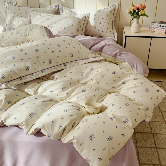 91家纺网 家纺一手货源 找家纺 可思家纺2025新款可思-简单款双层纱套件 紫韵