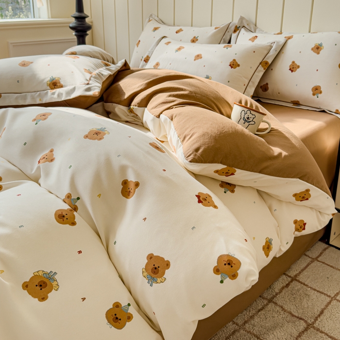 91家纺网 家纺一手货源 找家纺 可思家纺2025新款可思-简单款双层纱套件 迪西熊