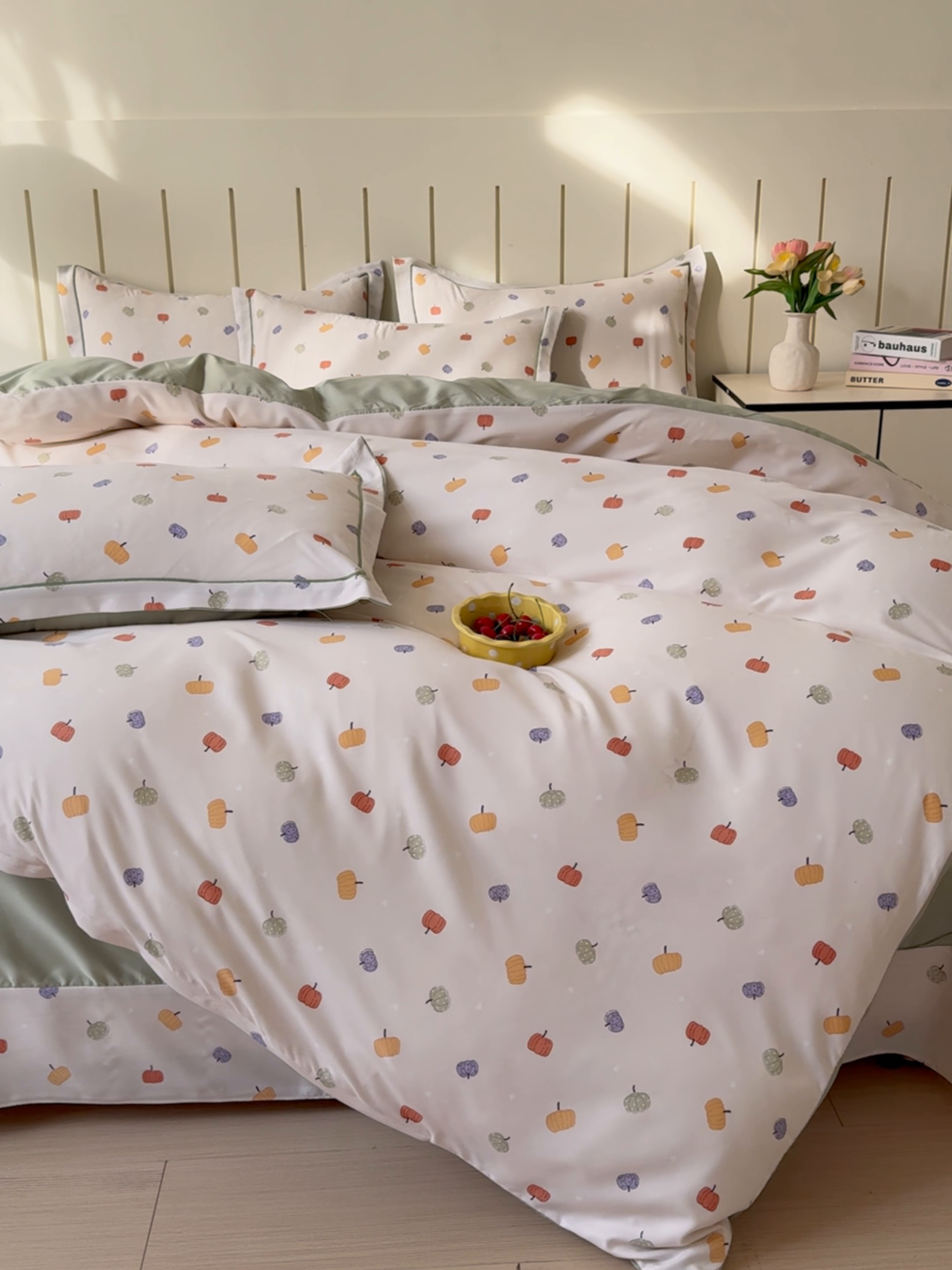 91家纺网 家纺一手货源 找家纺 可思家纺2025新款可思-简单款双层纱套件 小南瓜