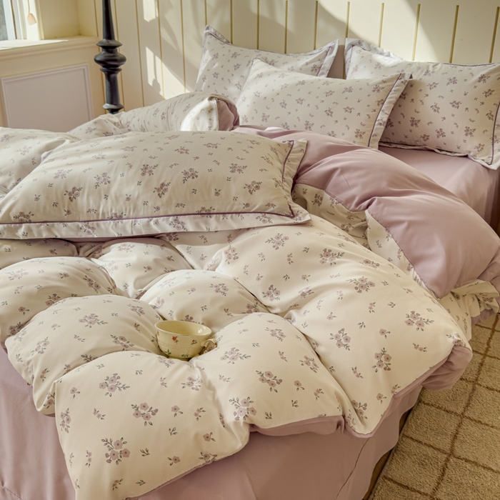 91家纺网 家纺一手货源 找家纺 可思家纺2025新款可思-简单款双层纱套件 紫曦