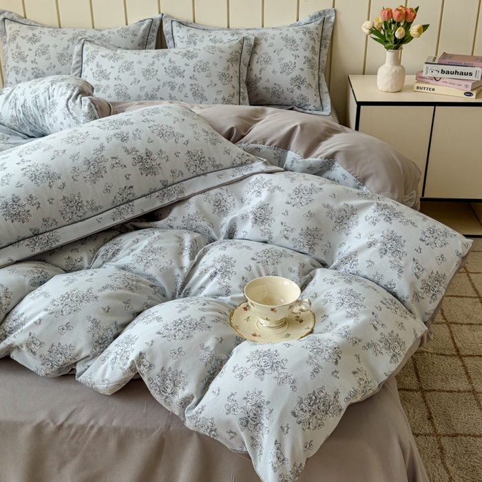 91家纺网 家纺一手货源 找家纺 可思家纺2025新款可思-简单款双层纱套件 复古玫瑰