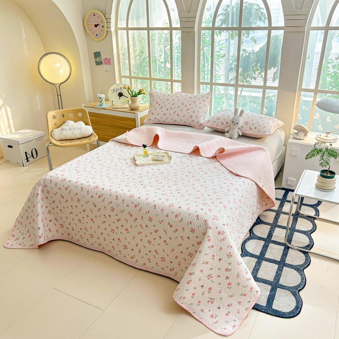 91家纺网 家纺一手货源 找家纺 恒尚居 2025新款全棉床盖床单小清新床垫床褥垫-跑量（四季款） 花语漫漫